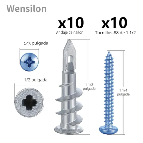 Miniatura 4 de Kit surtido de anclajes para paneles de yeso autoperforantes – 182 piezas para hormigón, paneles de yeso, anclajes de chapa y roca – Anclajes de Kit