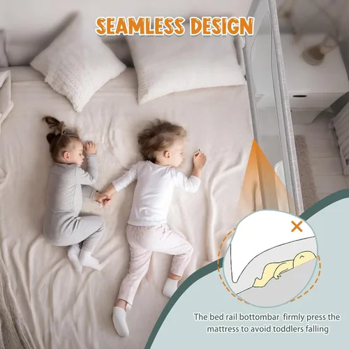 Miniatura 2 de G TALECO GEAR Baranda de cama para niños pequeños, rieles laterales protectores estables de cama, protector de baranda de cama para bebés para cama