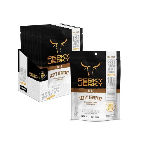 Miniatura 9 de Perky Jerky Carne seca original 100% alimentada con pasto, 1 onza (paquete de 12), sin antibióticos, 0.35 onzas de proteína por porción, baja