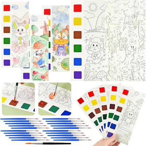 Vileafy 20 marcadores de acuarela de animales para niños, kit de manualidades de acuarela sin desorden con 20 pinceles, recuerdos de fiesta,
