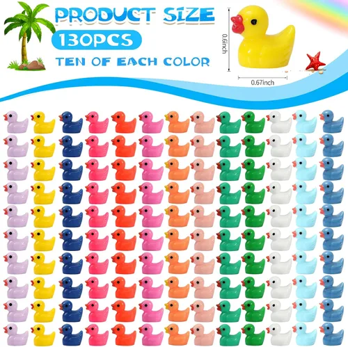Miniatura 2 de GADIEDIE 130 piezas Patos Mini de Resina Multicolor, Figuras de Pato en Miniatura para Decoración de Paisajes en Casa, Juego de Ocultación