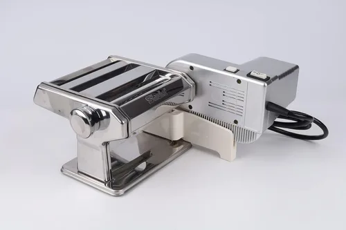 Miniatura 4 de Shule Máquina eléctrica para hacer pasta con motor Set Máquina de rodillo de pasta de acero inoxidable Plata