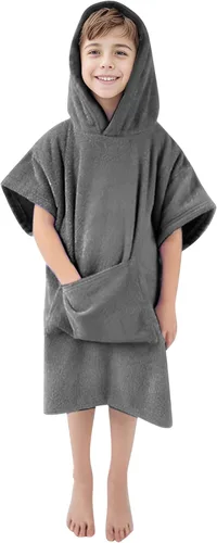 Miniatura 14 de MissShorthair Toalla Poncho para niños, toalla de playa con capucha para niña y niño, poncho de surf, bata de baño, toalla de baño de microfibra