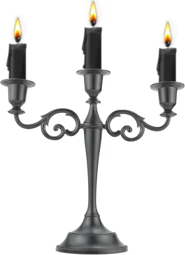 Miniatura 8 de Candelabro de 3 velas de metal portavelas para eventos formales, boda, iglesia, decoración festiva, soporte elegante para velas cónicas de Peltre