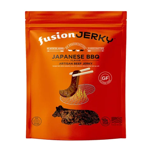 Fusion Jerky - Carne seca artesanal, barbacoa japonesa, 2.5 onzas, todo natural, 0.35 onzas de proteína, carne de origen estadounidense de primera