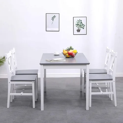 Miniatura 4 de SogesPower Juego de mesa de comedor para 4, juego de mesa de comedor de madera de 5 piezas con 4 sillas para cocina, comedor, restaurante, espacio