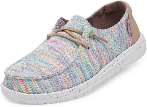 Hey Dude Wendy Sox Mocasines con cordones, para mujer, cómodos y ligeros, variedad de colores, Aurora blanco