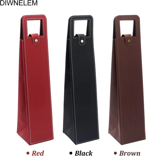 Miniatura 4 de Paquete de 2 bolsas de cuero para botellas de cerveza de champán, bolsas de regalo para degustación de vinos, Navidad, boda, viajes, cumpleaños