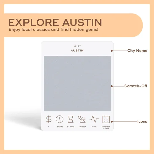 Miniatura 2 de Reach International Outfitters Lista de Aventuras de Austin - 50 Tarjetas para Raspar para Actividades al Aire Libre, Atracciones Turísticas y Guía