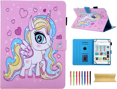 Miniatura 29 de Funda universal para tablet de 7 pulgadas, piel sintética [ranuras para tarjetas], cubierta magnética, para Samsung Galaxy Tab E/Tab A 7.0, Fire 7