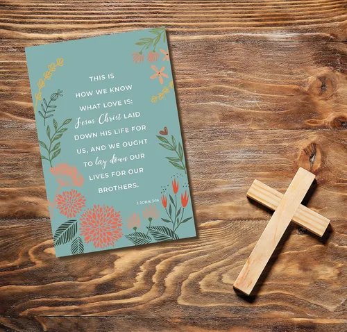 Miniatura 5 de Better Office Products Paquete de 50 tarjetas de felicitación cristianas inspiradoras con sobres, 6 versículos de la Biblia, 6 diseños, 4 x 6