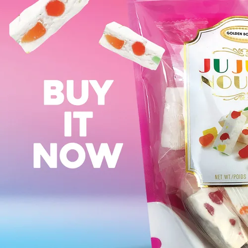 Miniatura 7 de Golden Bonbon Dulce de Turrón de Azufaifo Italiano, Suave y Masticable con Frijolitos de Gelatina Afrutados Receta Original