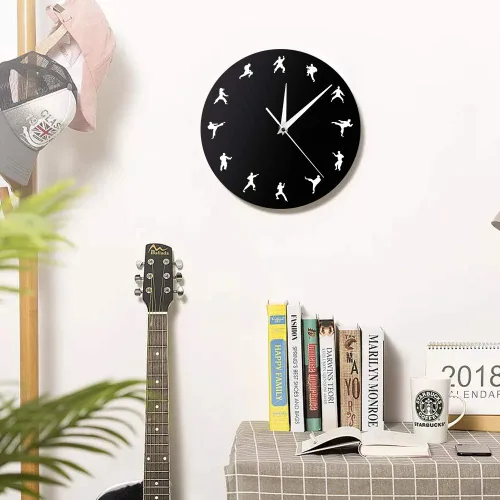 Miniatura 5 de The Geeky Days Taekwondo Karate Arts Reloj de pared moderno silencioso sin tictac decoración de pared deportes de lucha Kung Fu exclusivo reloj