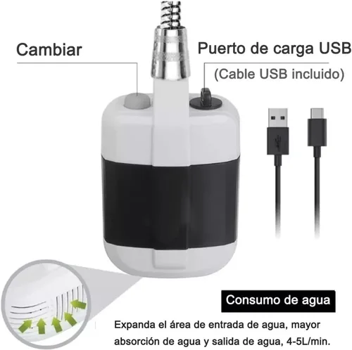 Miniatura 4 de Dpofirs Ducha portátil al aire libre, ducha eléctrica de ahorro de agua, bomba de ducha a batería para senderismo, mochilero, camping, viajes