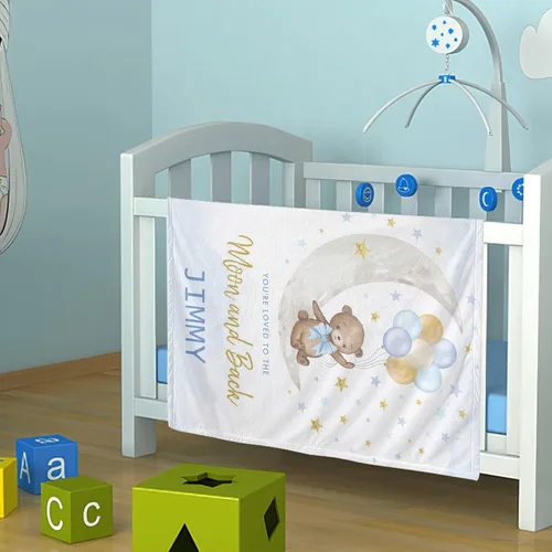 Miniatura 2 de Manta de bebé azul con nombre personalizado para niñas con nombre, manta de bebé personalizada, manta de bebé personalizada para bebé, manta
