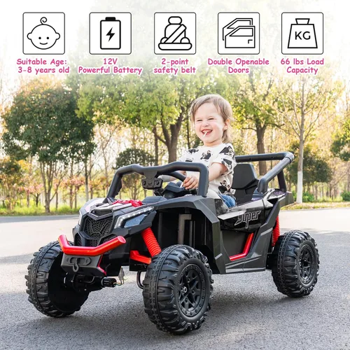 Miniatura 5 de Run Fast - Automóvil eléctrico de 12 V para niños con control remoto para padres, juguete de paseo con batería eléctrica para niños de 3 a 5 años