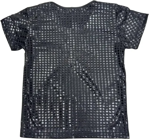 Miniatura 4 de Camiseta brillante de manga corta para niños y niñas, estilo hip hop, jazz, danza, festival, fiesta, blusa suelta