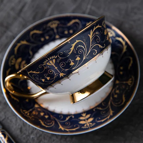 Miniatura 6 de TFE's - Juego de taza de té y platillo, 6 piezas de porcelana de hueso con diseño vintage, juego de taza de café y taza de espresso para cualquier