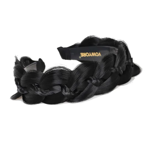 Miniatura 2 de Diadema trenzada de pelo sintético, aro de pelo clásico, grueso, ancho, trenzado, peluca de trenzas esponjosas, accesorio de belleza para mujeres