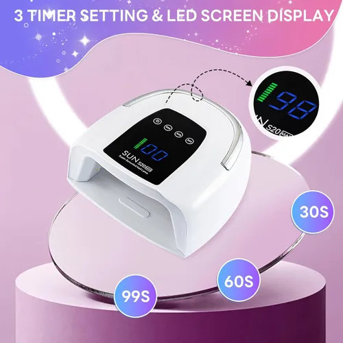 Miniatura 5 de Lámpara de uñas inalámbrica de 200 W, luz UV recargable para uñas de gel, secadora de uñas LED con 3 modos de temporizador, perfecta