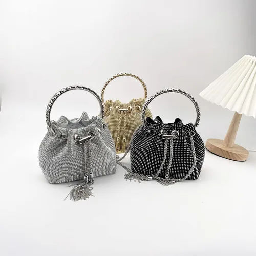 Miniatura 3 de UMREN Bolsos Hobo con diamantes de imitación para mujer, elegante bolso de noche de cristal brillante para fiesta, club, boda