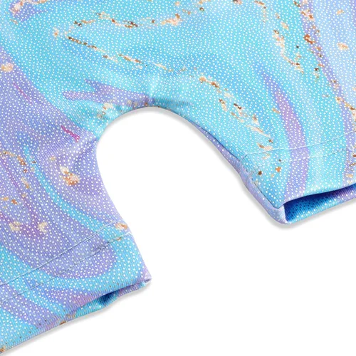 Miniatura 189 de HOZIY - Leotardos de gimnasia con pantalones cortos brillantes para niñas pequeñas; estampados de unicornio, aurora, arco iris, sirena, dinosaurio