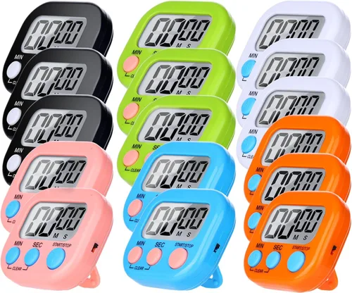 Miniatura 9 de 16 paquetes de temporizador digital multifunción temporizadores electrónicos para aula, pequeño cronómetro magnético de cuenta regresiva, mini reloj