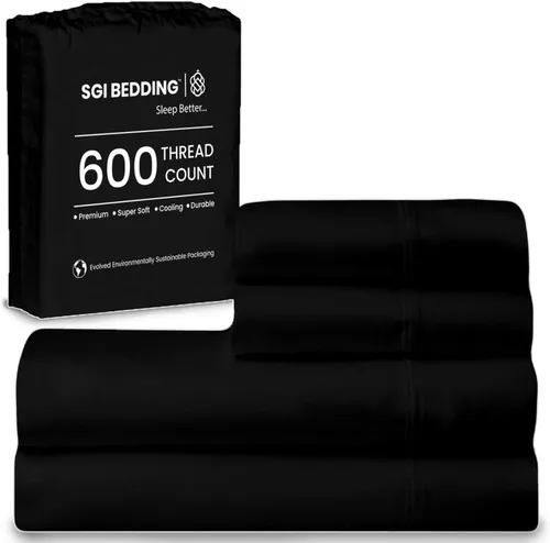 Miniatura 57 de SGI bedding Sábanas de Algodón Egipcio 100% Tamaño Full XL – Juego de Sábanas de 600 Hilos, Suaves, Frescas, Bolsillo Profundo de 16", Ropa de Cama