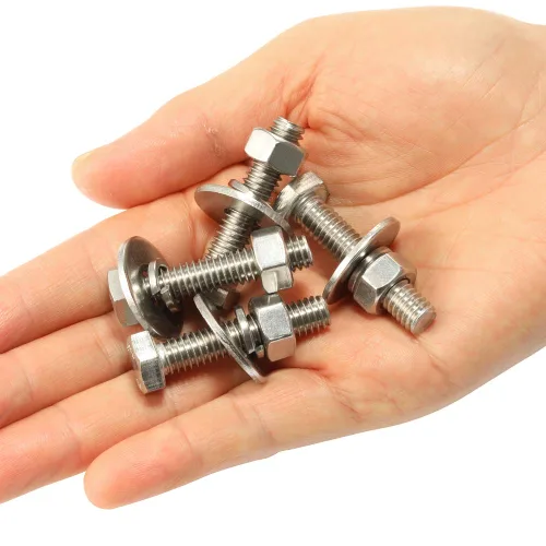 Miniatura 6 de Tornillos de cabeza hexagonal de 1/4-20 x 1/2 pulgadas con tuercas hexagonales y arandelas gruesas planas y de bloqueo, totalmente roscados, acero