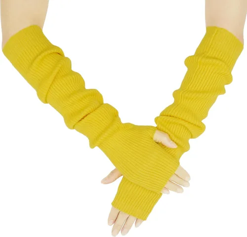 Miniatura 23 de Guantes cálidos de cachemira de brazo largo para mujer, guantes de invierno acogedores sin dedos, calentadores de brazos suaves, gran regalo