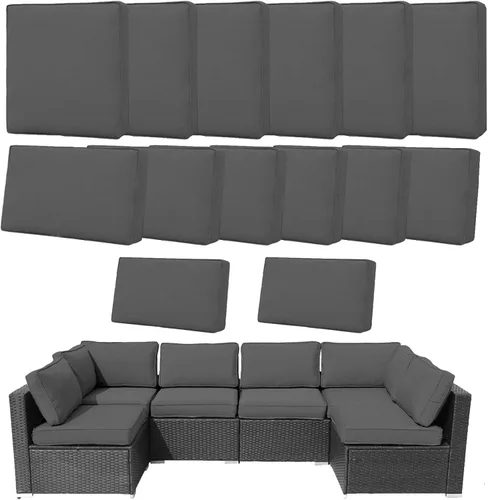 Miniatura 11 de 14 Fundas de Cojines para Exteriores de Repuesto Lavables Impermeables Resistentes a UV con Cremallera para Sofá de 6 Plazas Fundas Deslizantes