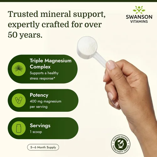 Miniatura 3 de Swanson Triple Magnesio Complejo Polvo 400 mg 8 oz Pwdr