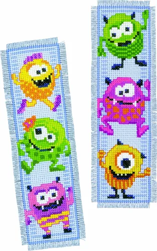 Vervaco Kit de marcapáginas de punto de cruz Little Monsters (juego de 2) 2.4 x 8 pulgadas