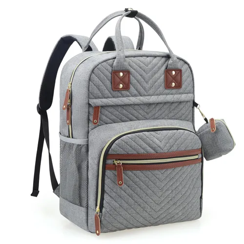 Tuwubi Mochila para pañales, bolsa de viaje Baby Essentials, mochilas impermeables multifunción, artículos esenciales de viaje con correas para Gris