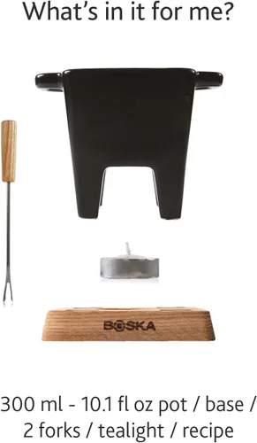 Miniatura 6 de Boska Juego de fondue de tapas con vela de té - Ideal para queso o chocolate - Olla caliente de cerámica apta para microondas - Fuente de chocolate