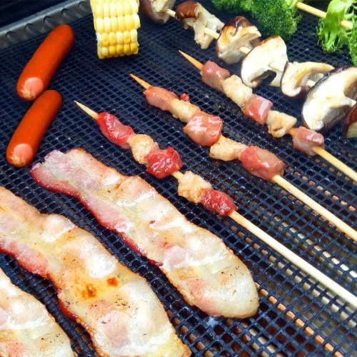 Miniatura 5 de Aoocan Tapete de malla para parrilla Juego de 5 tapetes de malla para parrilla de asador, resistentes, reutilizables, fáciles de limpiar, funcionan