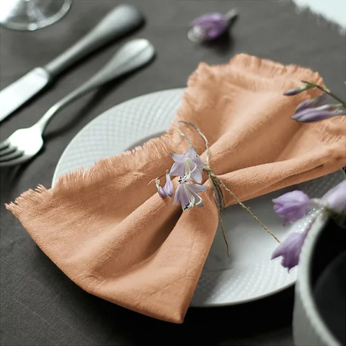 Miniatura 10 de Servilletas de tela hechas a mano 100% de algodón con flecos, delicadas servilletas de tela hechas a mano para cenas, fiestas, bodas y más, 18 x 18