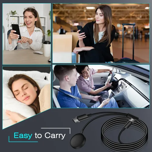 Miniatura 4 de DuoCaiBao Cargador de reloj Galaxy compatible con Galaxy Watch 8/7/6/6 Classic/5 Pro/5/4 Classic/3 Active2/1, cable de carga rápida USB C 2 en 1
