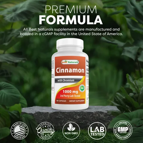 Miniatura 5 de Best Naturals Canela 2000 mg Equivalente con Cromo 400 mcg por porción - Apoyo al metabolismo - 180 Cápsulas