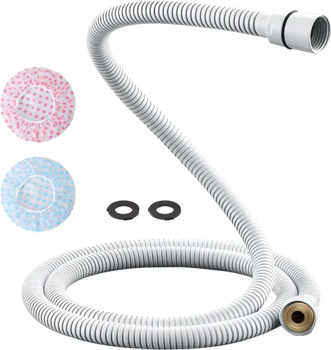 Mangueras de ducha sin torceduras de 59 pulgadas, color blanco mate para reemplazo de manguera de ducha manual, tubo de mano flexible, conector de