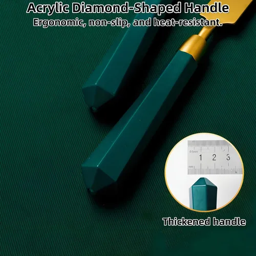 Miniatura 3 de Juego de cubiertos dorados de 20 piezas de acero inoxidable prémium para 4, mango de diamante acrílico, resistente al calor, cepillado mate, apto