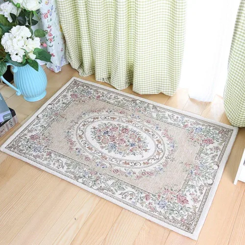 Miniatura 3 de UKELER Tapete antideslizante para puerta, alfombras de acento modernas para entrada, estilo romántico campestre americano, alfombras de algodón