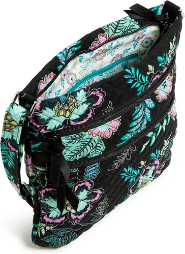 Miniatura 4 de Vera Bradley - Bolsa cruzada para mujer, de algodón característico de la marca, con triple cremallera, hipster
