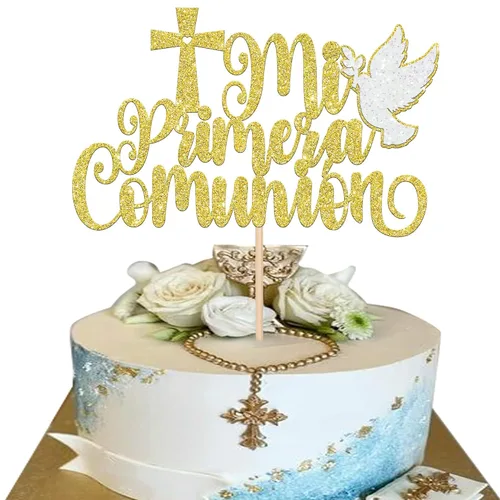 Miniatura 27 de 24 piezas de decoración para cupcakes con purpurina y paloma para magdalenas, para primera comunión, tema de bautismo cristiano, baby shower, fiesta
