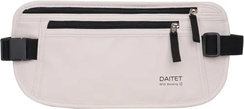 Miniatura 105 de DAITET Cinturón de dinero, soporte para pasaporte, cartera de viaje oculta segura con bloqueo RFID, riñonera encubierta (negro), Negro, Rfid