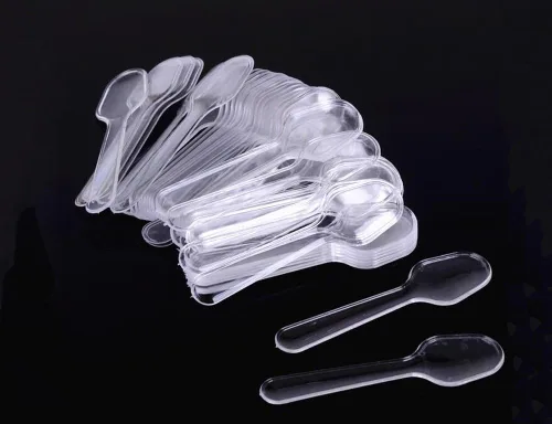 1 paquete (500 unidades) desechable de plástico transparente mini cuchara mejor para gelatina/pudín/yogur/helado/desierto/pastel/aperitivo