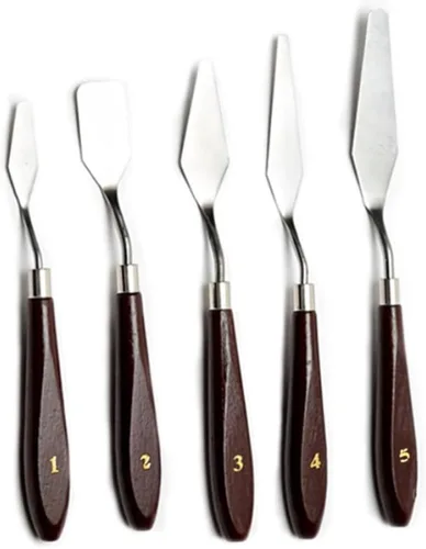 Juego de 5 cuchillos de pintura para artistas, cuchillos de pintura de acero inoxidable, espátula, cuchillo, accesorios de pintura al óleo, juego de