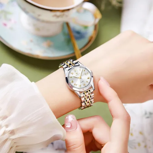 Miniatura 2 de OLEVS Reloj de pulsera para mujer, pequeño reloj de pulsera de acero inoxidable para mujer, reloj analógico de cuarzo para mujer