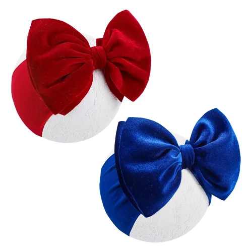 Miniatura 10 de YanJie Diademas de Navidad para niñas, lazo de pelo rojo, lazos de terciopelo verde, lazos para recién nacidos, cintas para el pelo de nailon