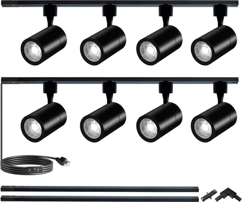 Miniatura 15 de 12 cabezales de iluminación LED negros (sin rieles de oruga) con bombillas GU10 reemplazables, focos de techo blancos cálidos de 3000 K